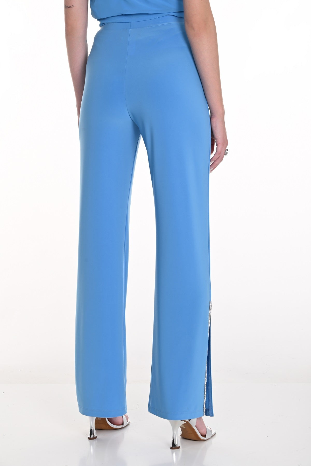 Frank Lyman Montreal French Blue Pull on evening pant with diamonte side slit detail