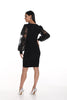 Frank Lyman Montreal Black wrap cocktail dress with sheer sequin arm detail