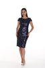 Frank Lyman Montreal Navy Floral Sequin cocktail length dress