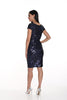 Frank Lyman Montreal Navy Floral Sequin cocktail length dress