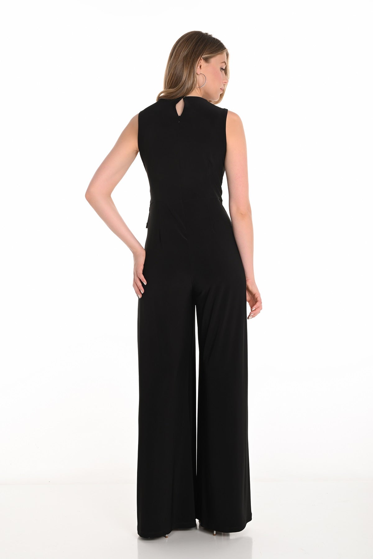 Frank Lyman Montreal Black sleeveless Jumpsuit with concealed back zipper and front sash detail