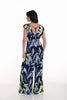 Navy lime green one piece summer jumpsuit with pockets in palazzo style