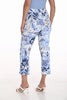 Frank Lyman Blue white floral print pull on pants.