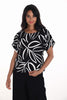 Frank Lyman Woven knit top in black white print