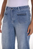 Frank Lyman Wide leg 4 pocket full length jeans with sequin pocket trim detail