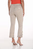 High waisted 5 pocket cropped length beige jeans with scalloped hem detail