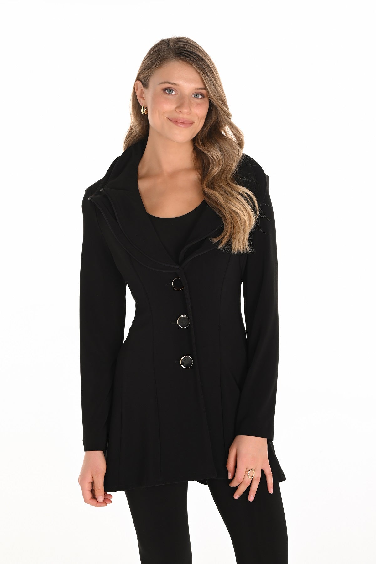 Frank Lyman Long silhouette tunic with wire collar detail