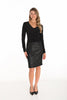 Frank Lyman Montreal Black Dress with polyurethane skirt detail