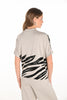 Frank Lyman beige black elbow length sleeve metallic knit sweater