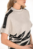 Frank Lyman beige black elbow length sleeve metallic knit sweater