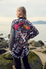 Black grey tunic blouse with striking sequin print detail on front and back
