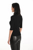 Frank Lyman ribbed sweater with front silver sequin and white pearl heart detail