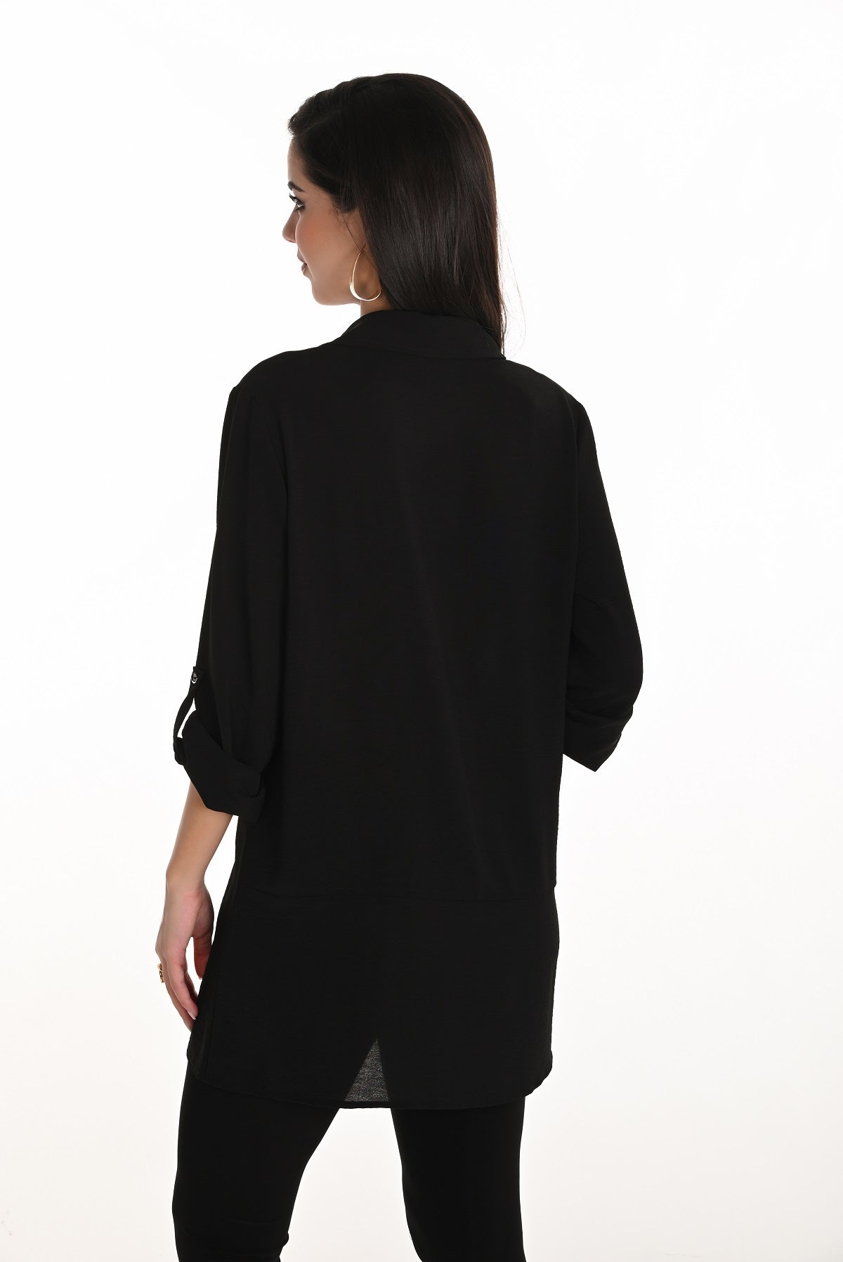 Frank Lyman Black Tunic blouse with front sequin print detail