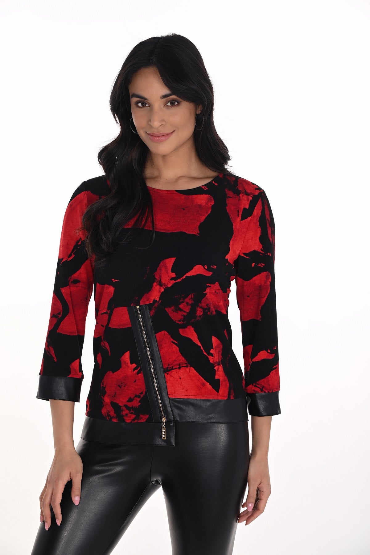 Black red tunic with polyurethane trim detail