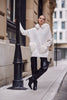 Frank Lyman Tunic winter white tunic sweater with removable fur collar