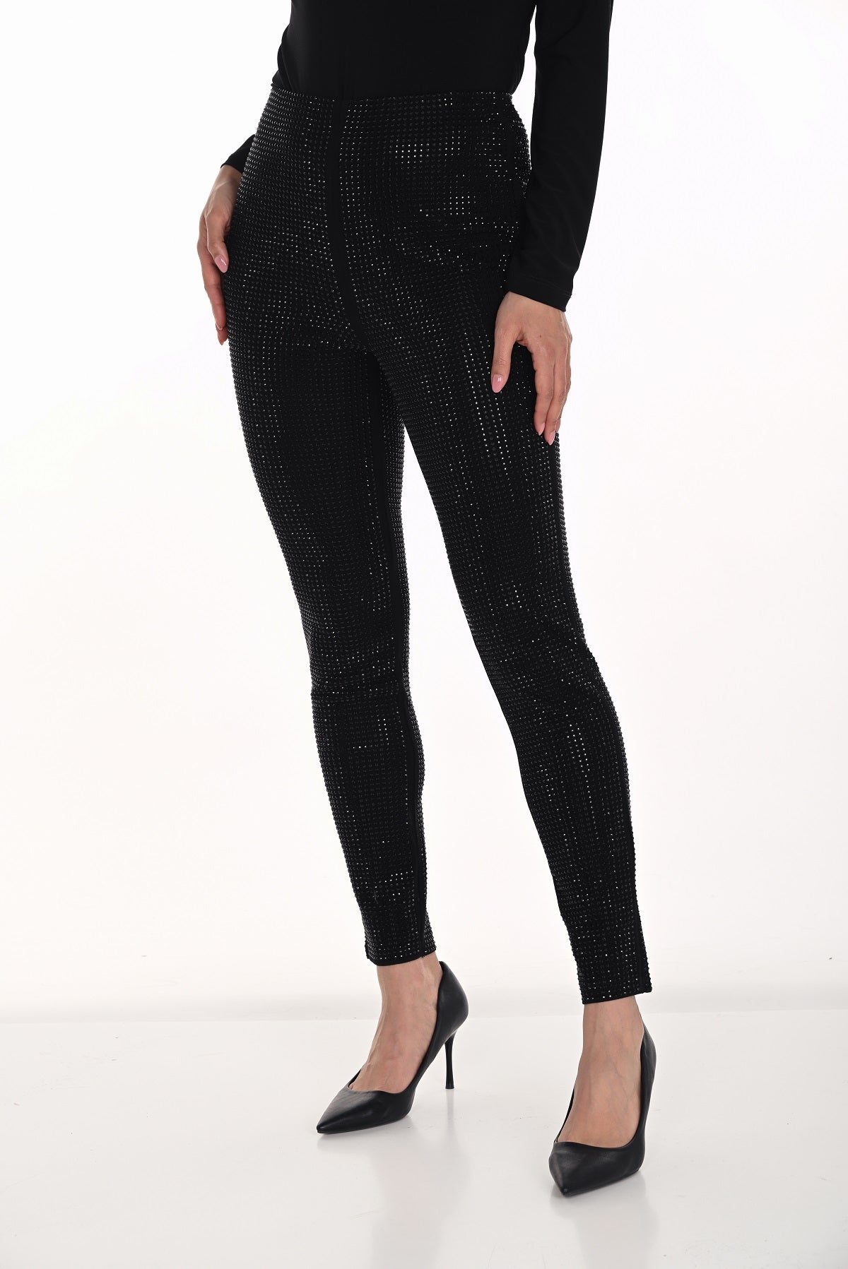 Black studded pull on leggings