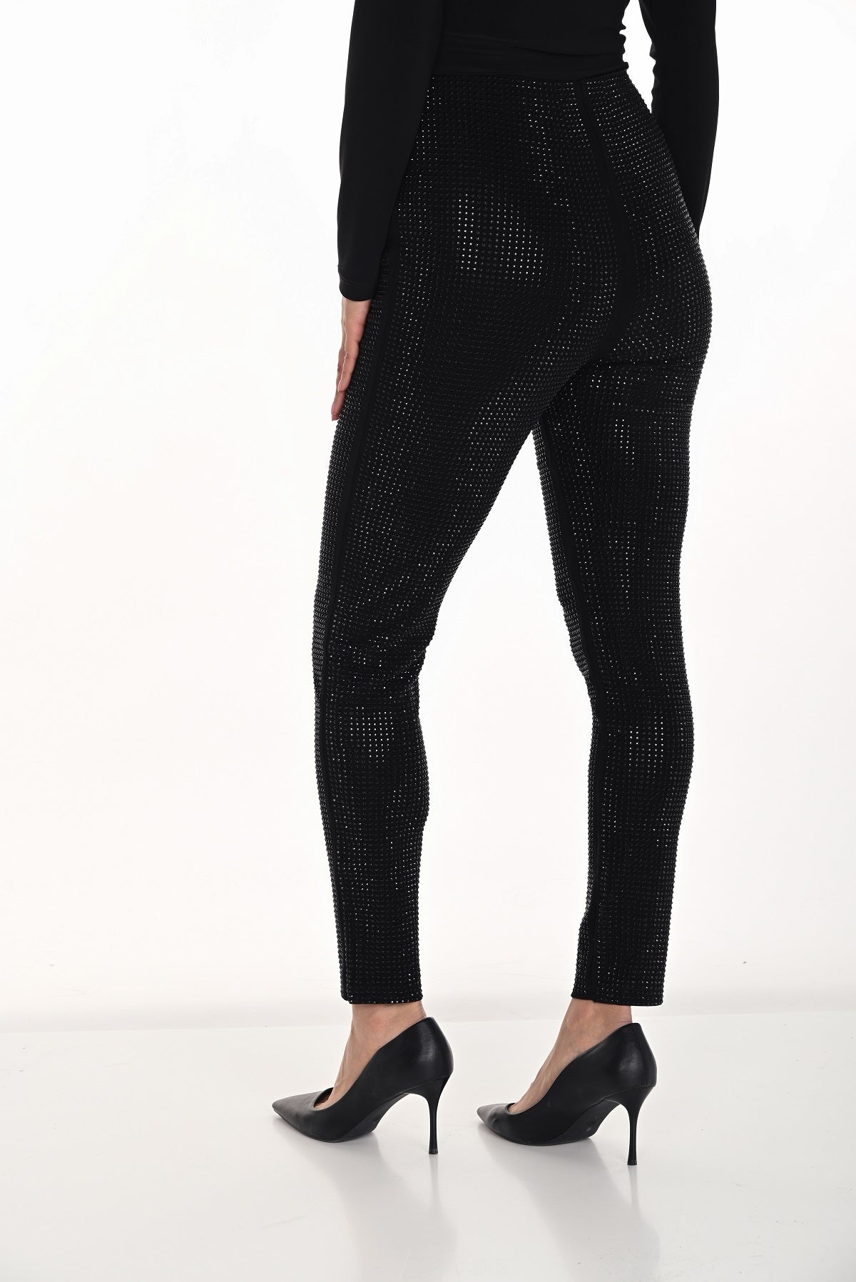 Black studded pull on leggings