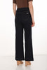 Wide leg dark wash denim jeans with front detail and 32 inch inseam