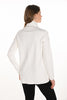 Winter white tunic sweater with mock neck and zippered pom pom pockets