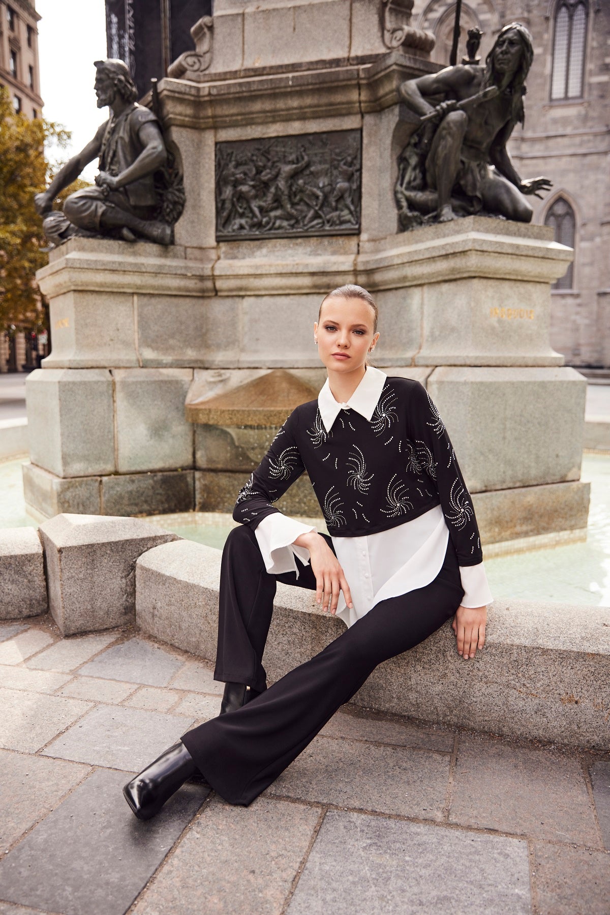 lack white tunic blouse with sequin front and sleeve detail