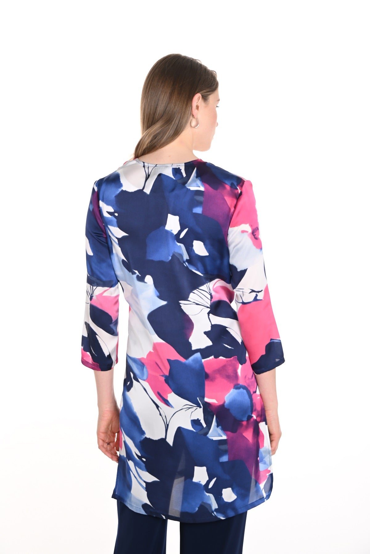 Frank Lyman Montreal Satin Navy Pink Kimono Style Cover up