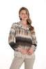 Frank Lyman beige black woven knit blouse