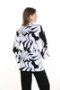 Frank Lyman Montreal Jersey Knit White black open front jacket with tulip sleeve detail.