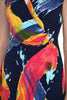 Frank Lyman Navy multi colored sleeveless wrap dress in pull on style