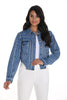 Frank Lyman Montreal Denim Jacket with striking crystal stone detail on front & back.