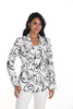 Frank Lyman Montreal Black white blazer with fashionista print on front & back