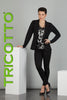 Tricotto Black One Button Collared Blazer with front fashion print detail