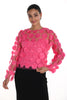 Frank Lyman fuchsia evening top with circle detail