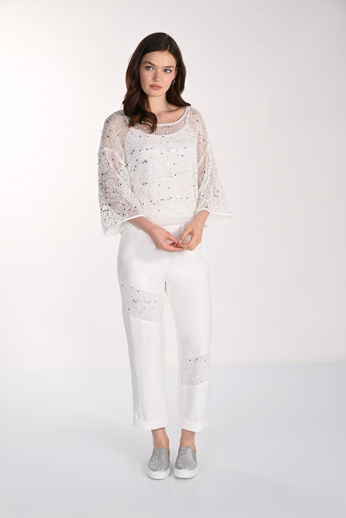Relaxed Knit Crop Pant. Frank Lyman Style 261114