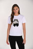 White cotton t-shirt with sequin shoes print