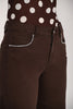 Brown cropped cotton jeans with sequin detail.