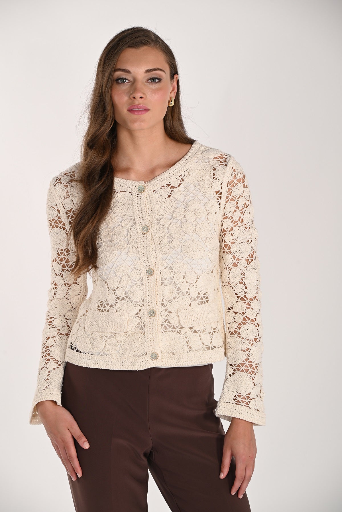 Crochet Knit Sweater. Frank Lyman Style 261663