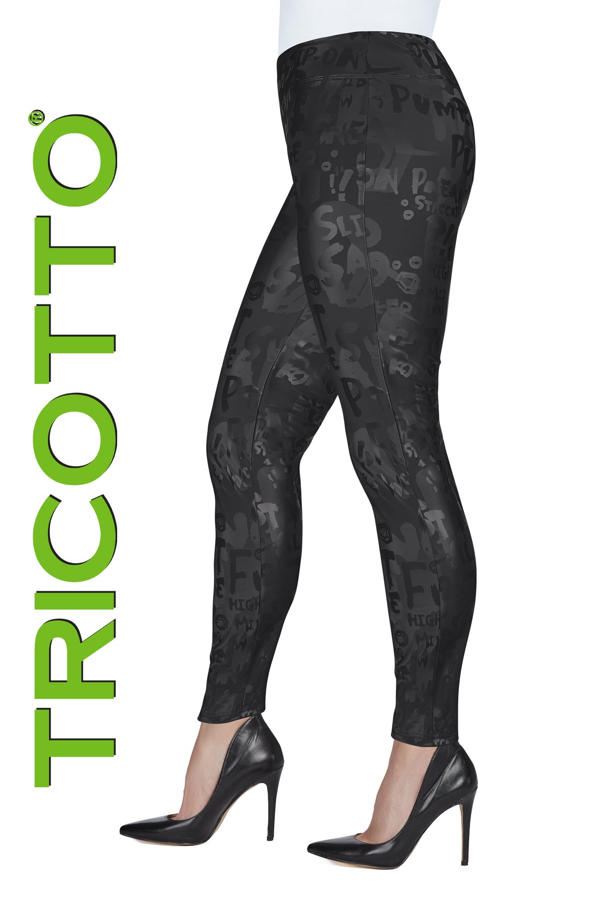 Tricotto Black Pull On Printed Leggings