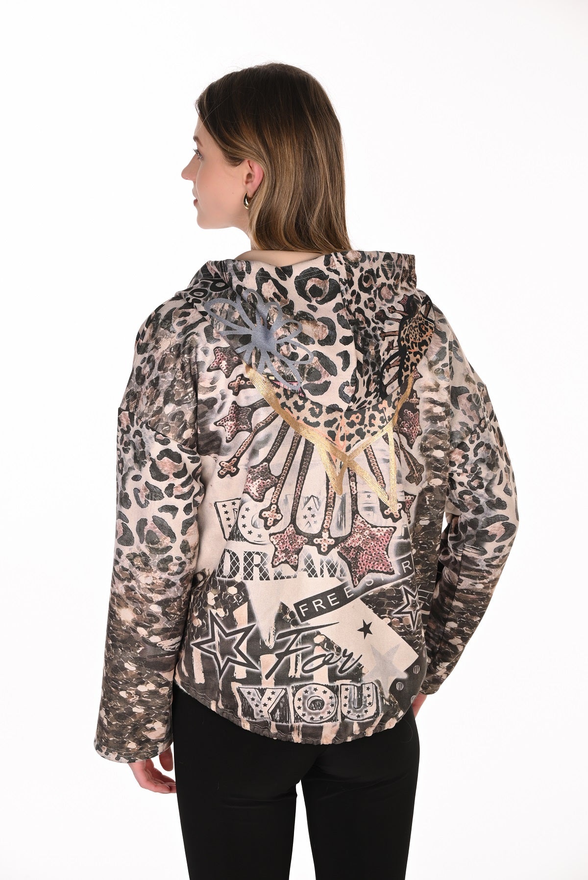 Textured Printed Hoodie Jacket. Frank Lyman 263707