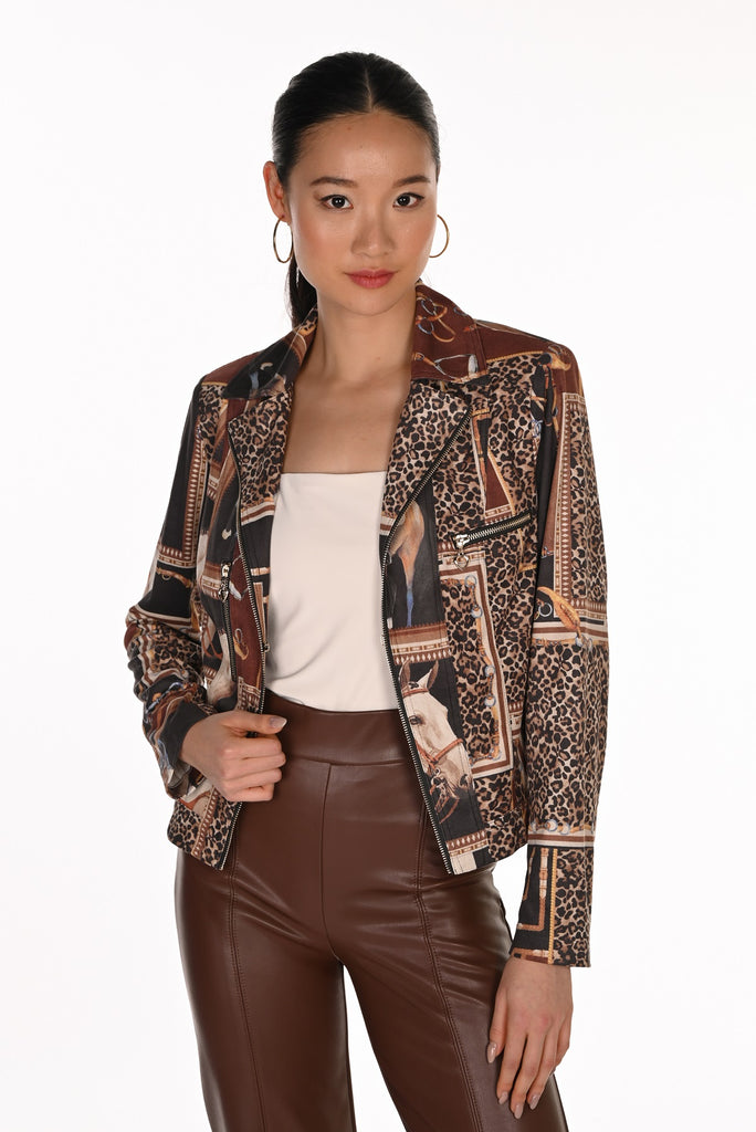 Textured Knit Fitted Jacket With Zipper Trim. Frank Lyman 263770