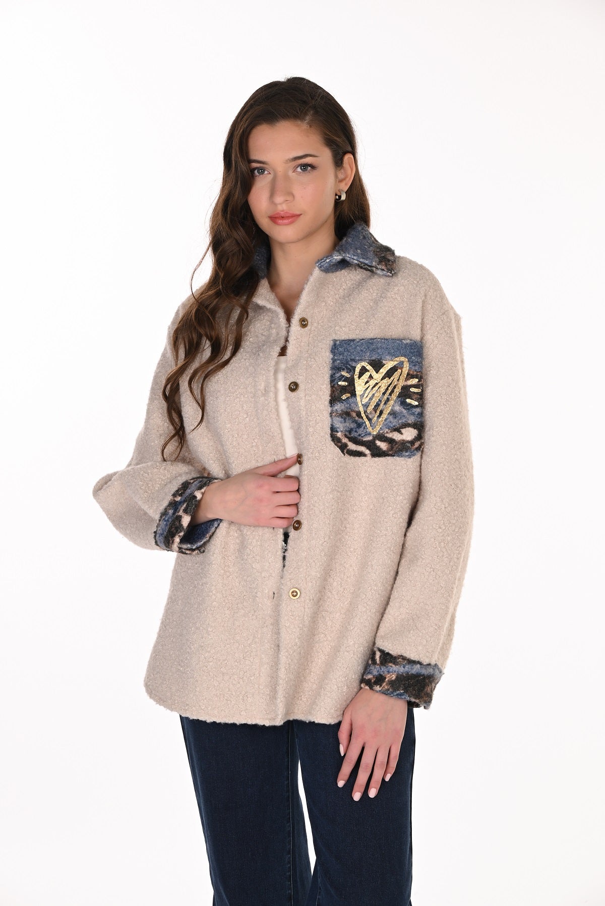 Casual Textured Knit Jacket With Fashion Print. Frank Lyman 263788