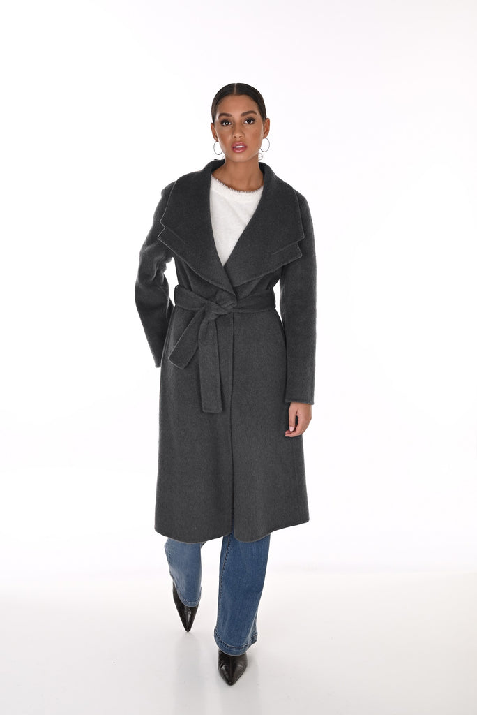 Textured Wool Blend Coat with Big Collar. Frank Lyman 263796