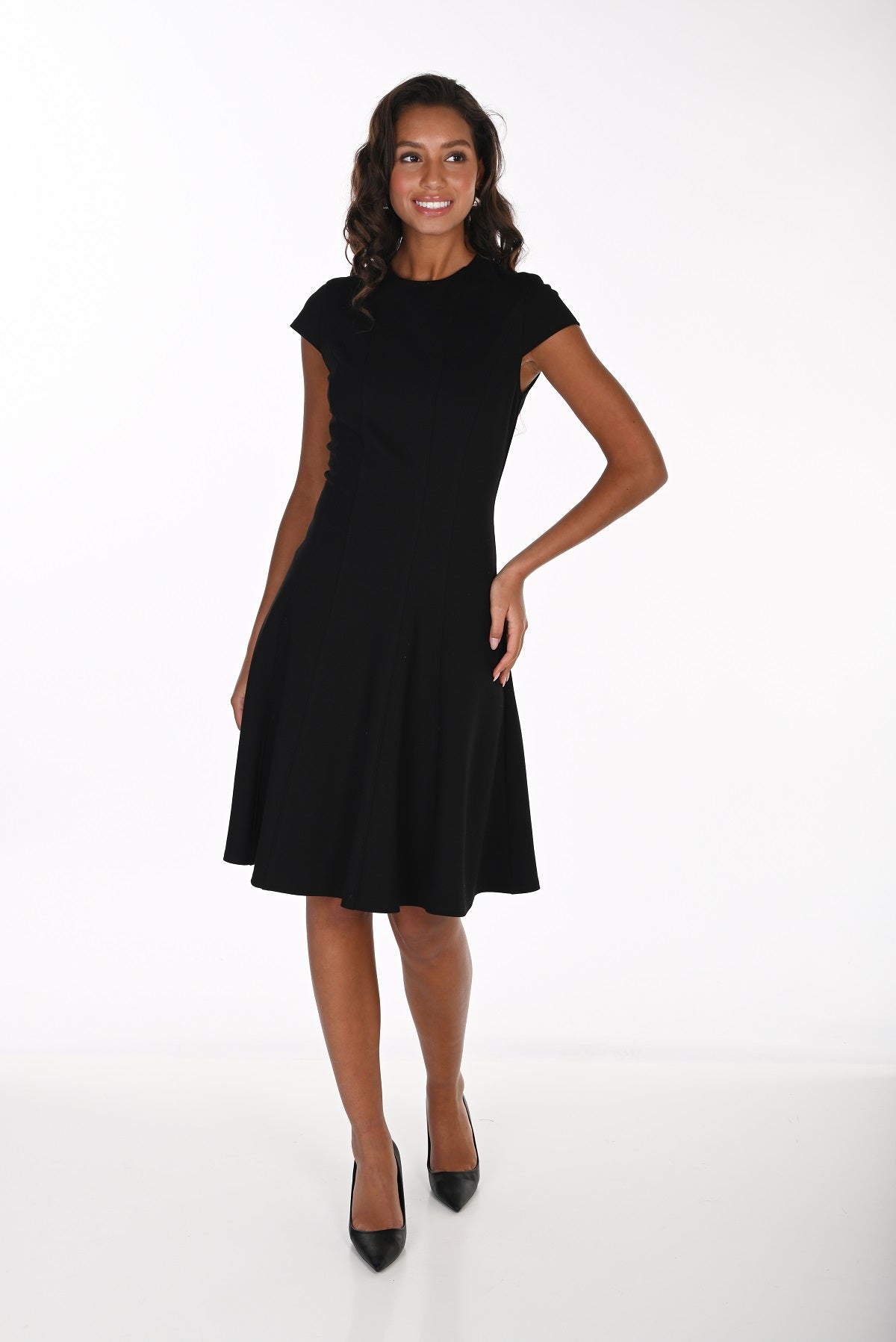 Little Black Dress With Striking Removeable Crystal Stone Collar. Frank Lyman 264008