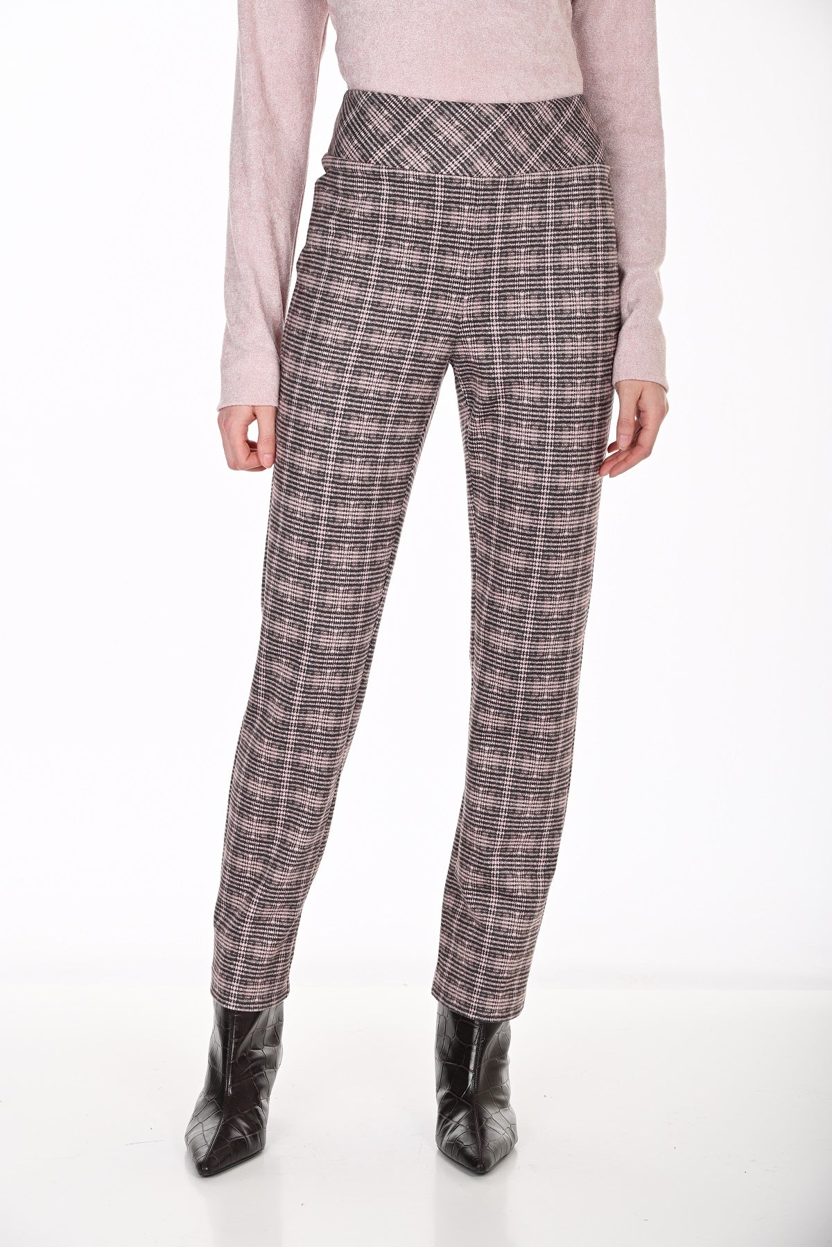 Pantalon droit en maille texturée à carreaux, fabriqué au Canada. Frank Lyman 264406