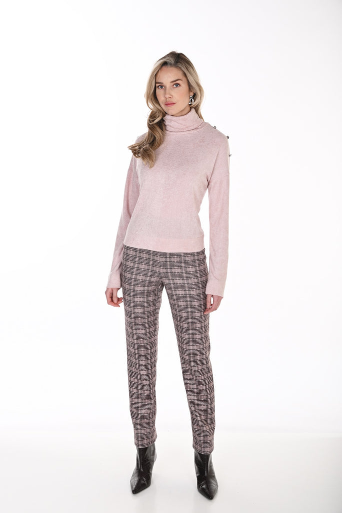 Pantalon droit en maille texturée à carreaux, fabriqué au Canada. Frank Lyman 264406