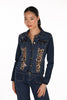Veste en jean en coton premium avec détail d'imprimé à sequins. Frank Lyman 264809