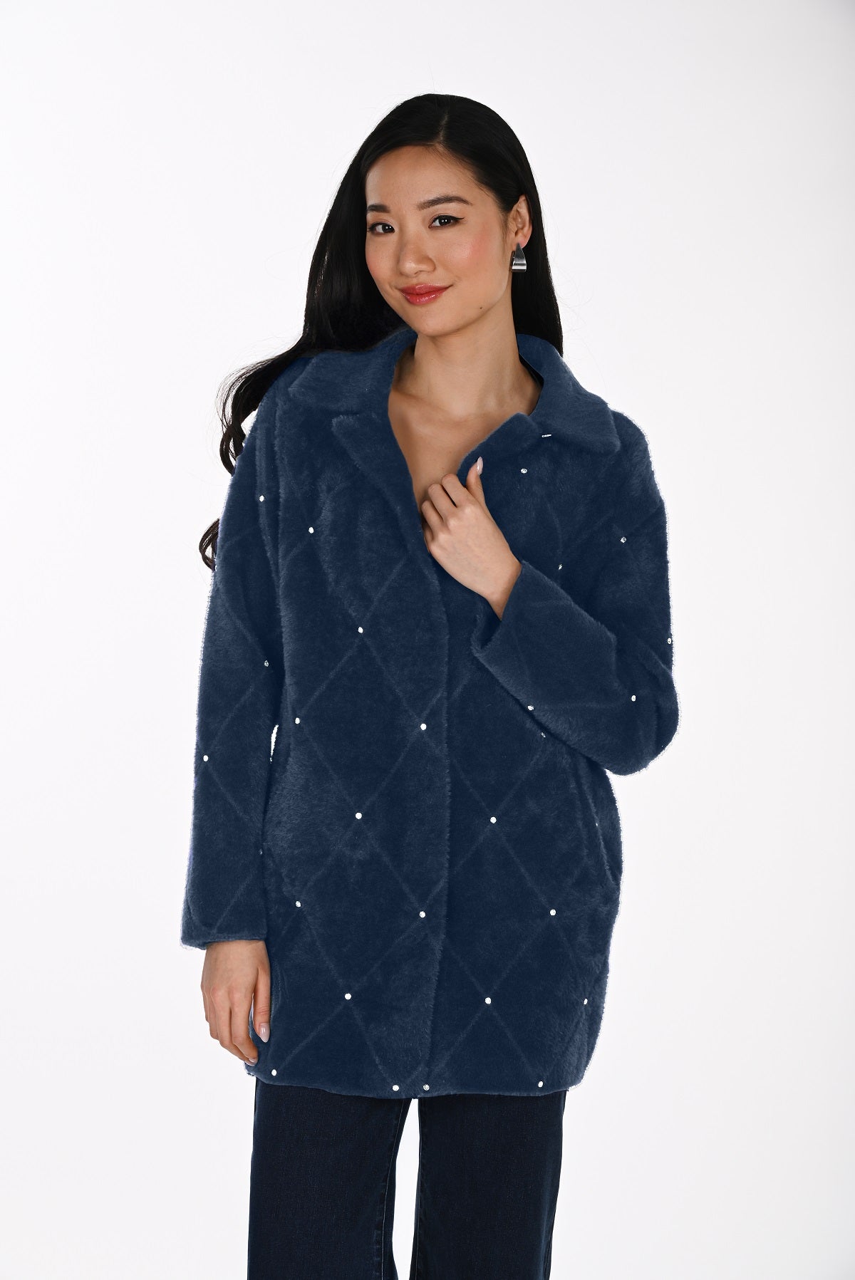 Soft Textured Knit Cardigan With Removeable Collar. Frank Lyman 264833