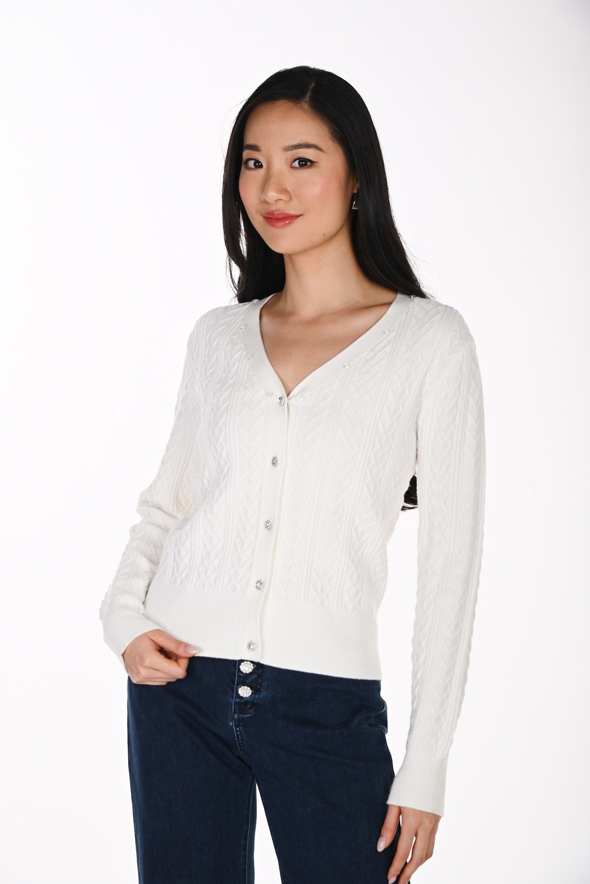 High Fashion Premium Knit Cardigan With Removeable Collar. Frank Lyman 264842