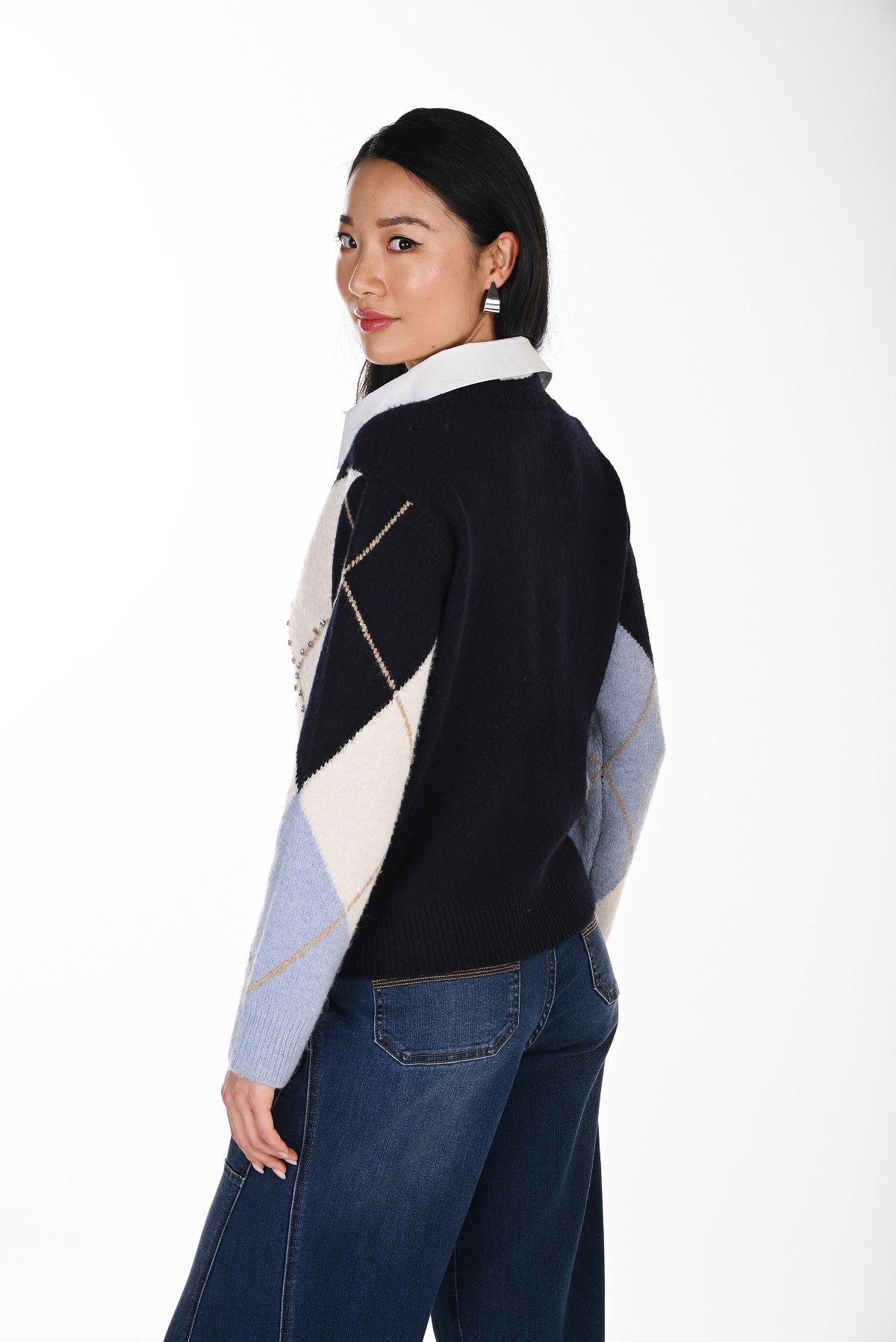 Pull « fooler » en mélange de laine avec détail de pierres en cristal. Frank Lyman 264853