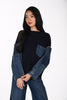 Pull en maille texturée haut de gamme avec détail en jean. Frank Lyman 264857