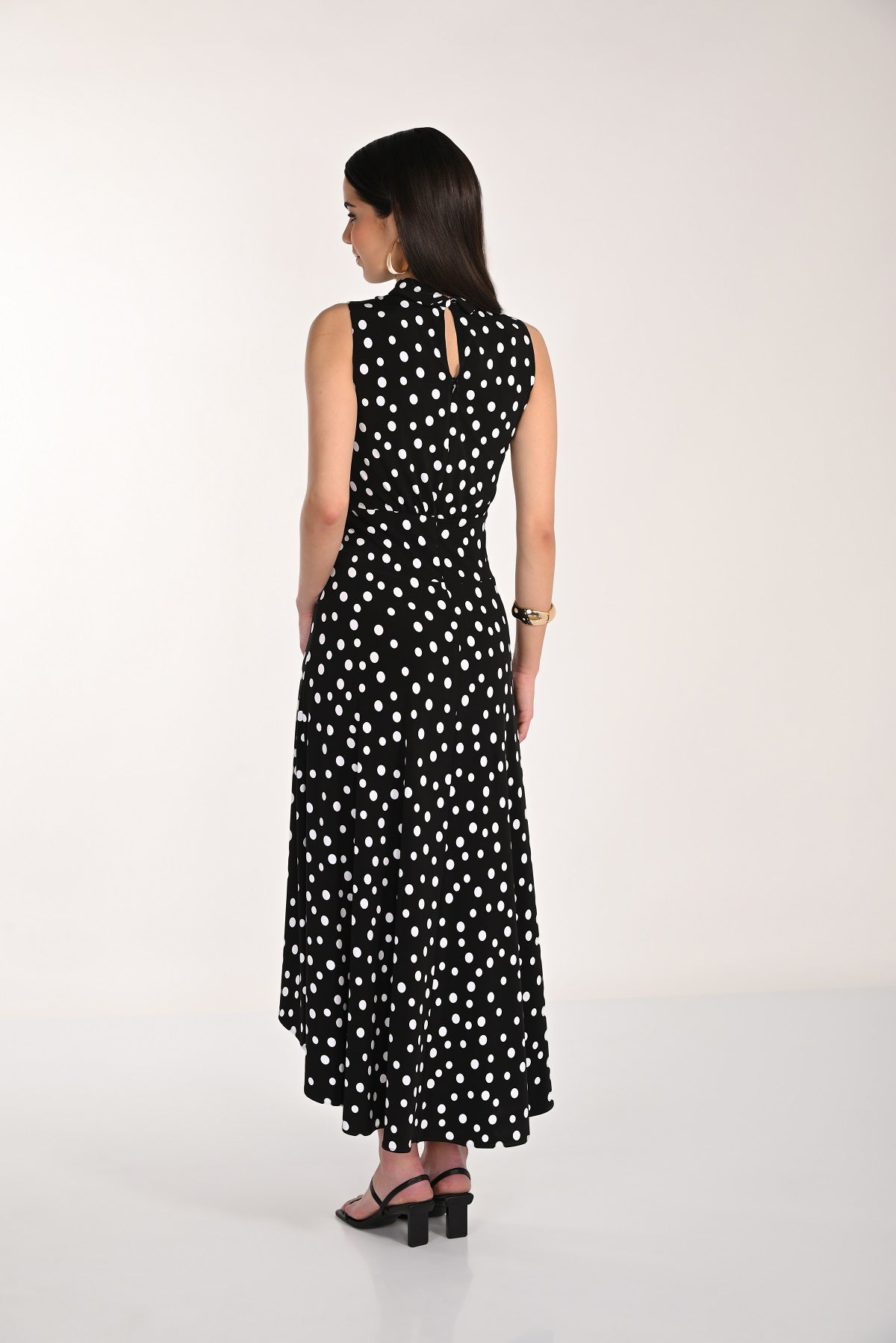 Flattering Hi Low Polka Dot Dress Style 266100